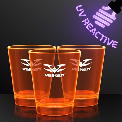 1.5 oz. UV Reactive Orange Glow Shot Glasses - PRINTED