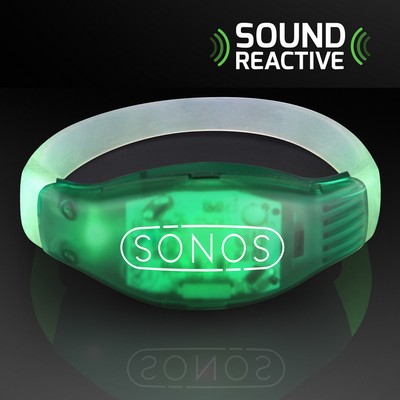 Sound Activated Light Up Green LED Flashing Bracelets - PRINTED